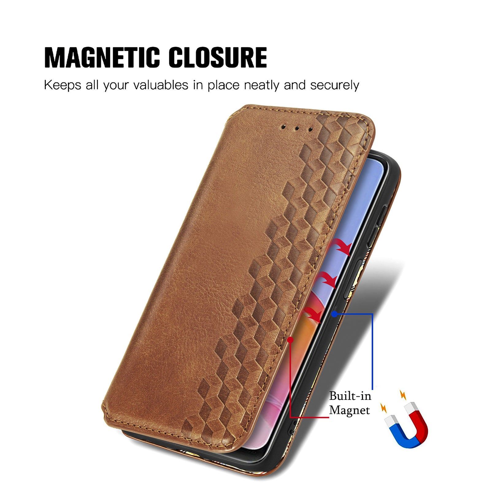 For vivo Y21 4G Y21s Y33s Imprinting Rhombus Magnetic Auto-Absorbed Leather Phone Case Stand Wallet Flip Cover For vivo Y21 4G Y21s Y33s Imprinting Rhombus Magnetic Auto-Absorbed Leather Phone Case Stand Wallet Flip Cover